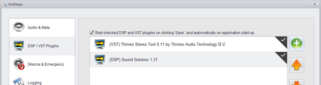 LiveStream VST and DSP plugin support